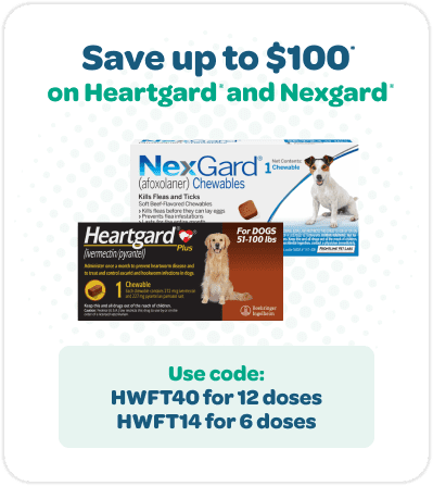 Save up to $100 on Heartgard and Nexgard