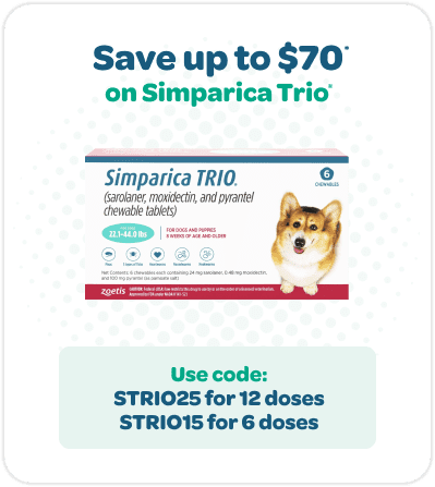 Save up to $70 on Simparica Trio